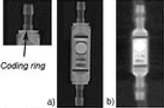(a) large, 2 rings = 25cmH₂O, (b) small = 10cmH₂O