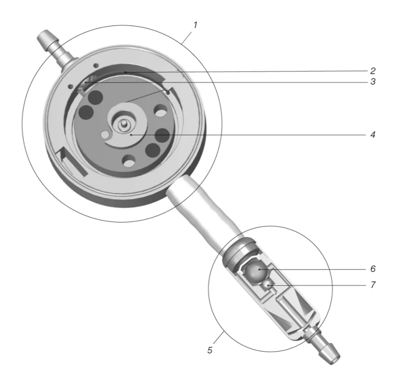 1 2 8 4 6 7 Fig. 1: Schematic cross section of the proGAV 2.0 1 Adjustable differential pressure unit (adjustable DP-unit) 2 Bow spring 3 Sapphire ball 4 Rotor 5 5 Gravitational unit (SHUNTASSISTANT 2.0) 6 Tantalum ball 7 Sapphire ball 
