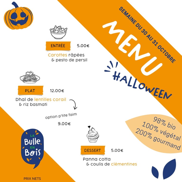 Menu 30 - 31 Octobre 2025