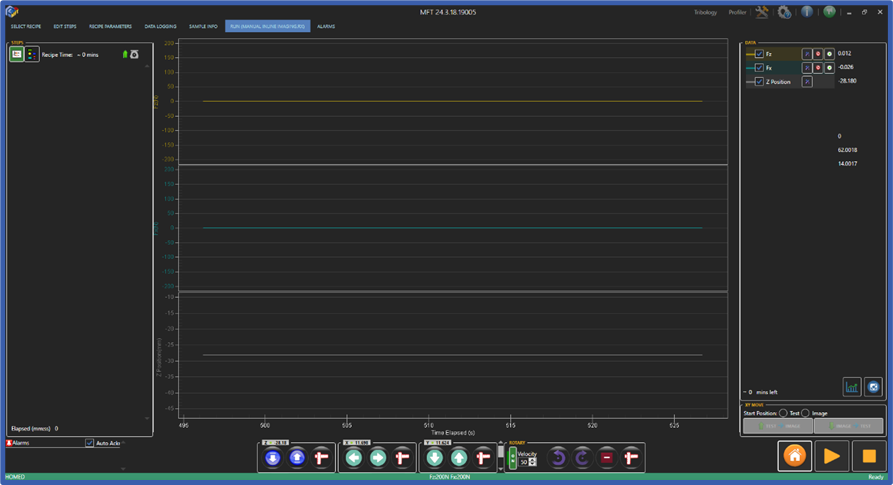 "Run" Window before force application