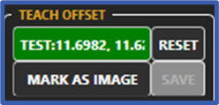 Teach Offset window after "Mark As Test" has been selected