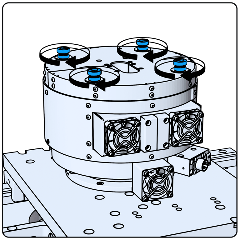 A white machine with blue screws AI-generated content may be incorrect.