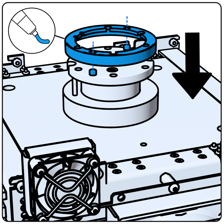 A blue circle on a white machine AI-generated content may be incorrect.