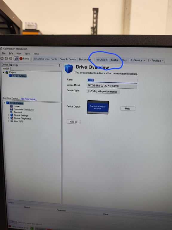 Click on axis enable in case of SE issue