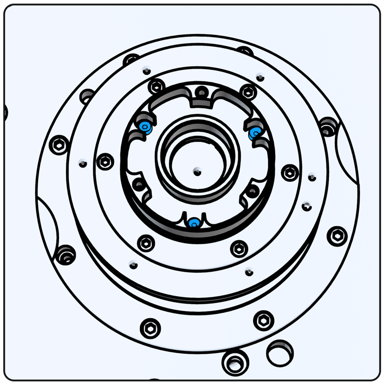 A circular object with screws AI-generated content may be incorrect.