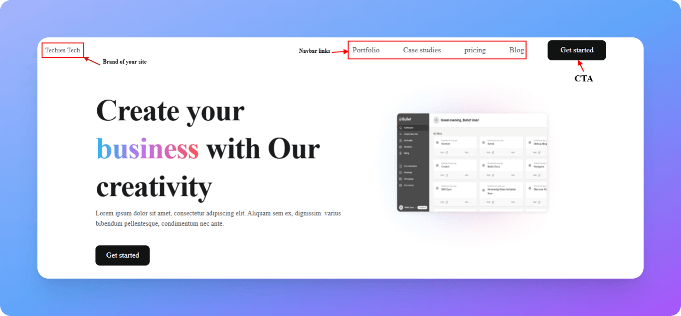 Finished site navbar