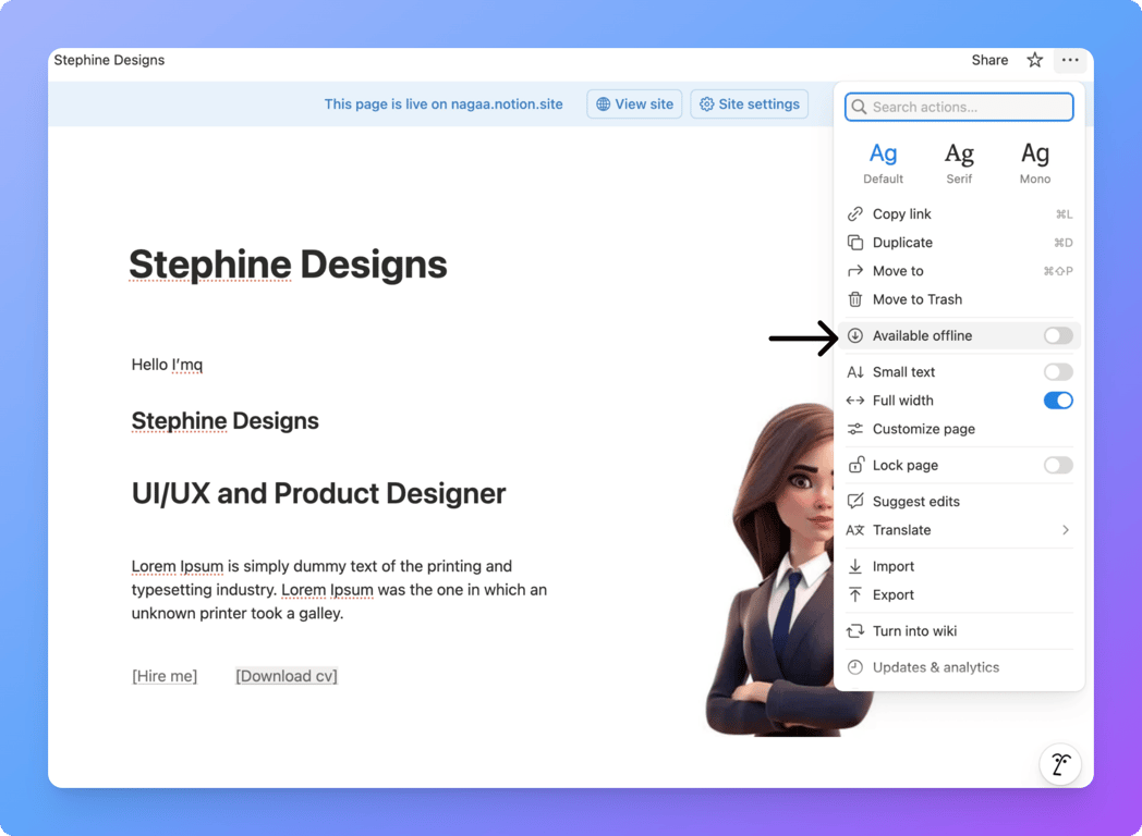 Enable Notion offline mode