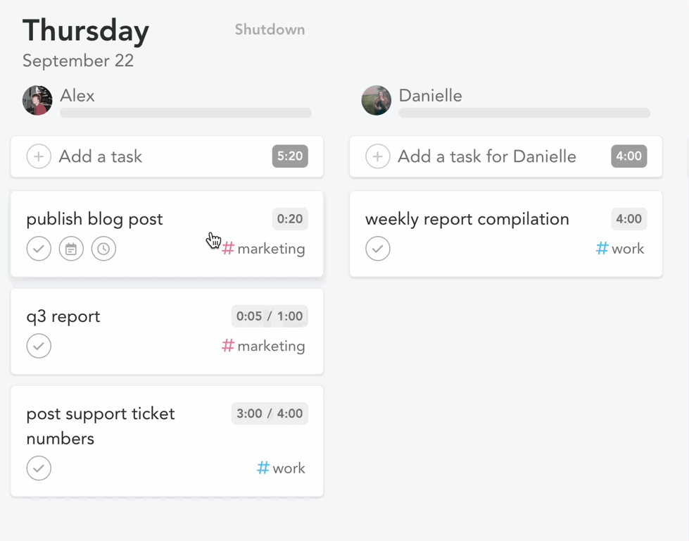 Sunsama’s team collaboration