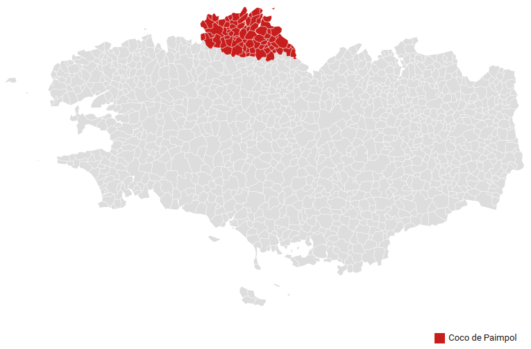 Carte des communes associées à l'AOP Coco de Paimpol