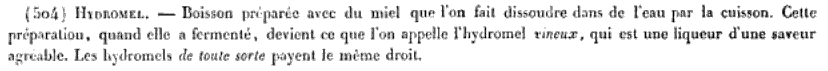 Extrait du Tarif Général des Douanes de France de 1844