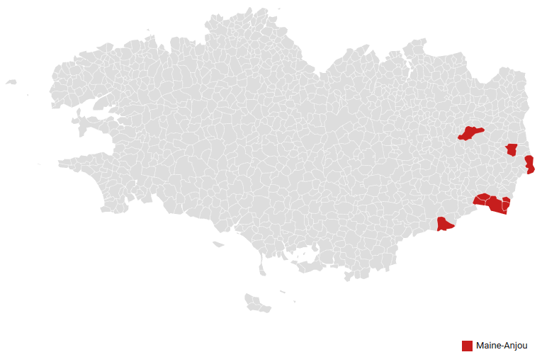 Carte des communes associées à l'AOP Maine-Anjou