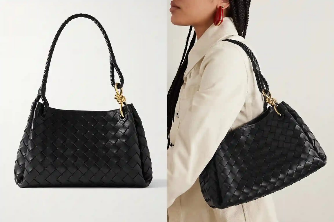 보테가 베네타 파라슈트 미디엄 인트레치아토 레더 숄더백