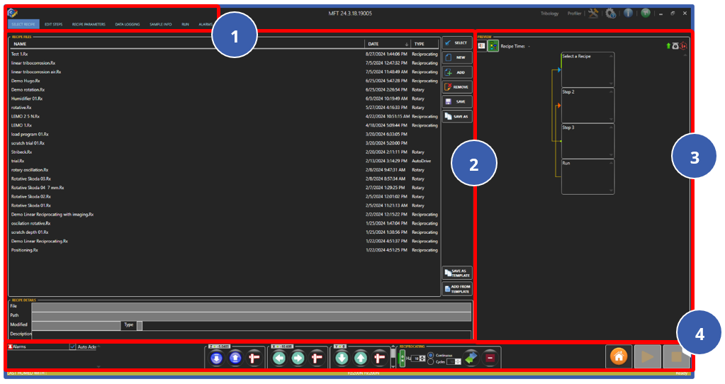Select recipe window