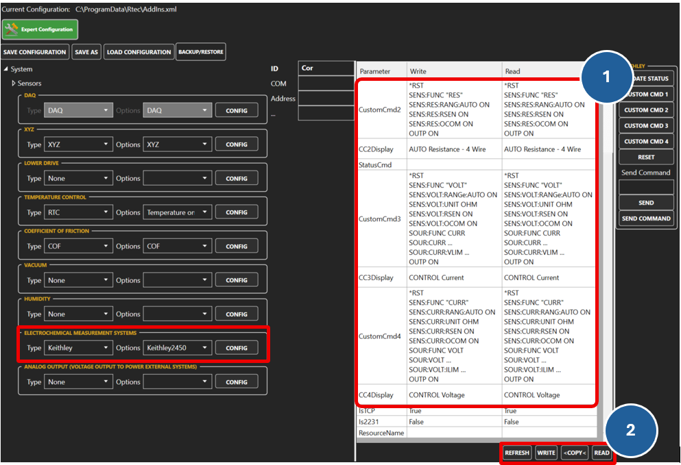 Config window of Advanced ECR