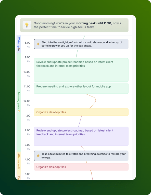 Focuzed showing the notification of morning peak alert