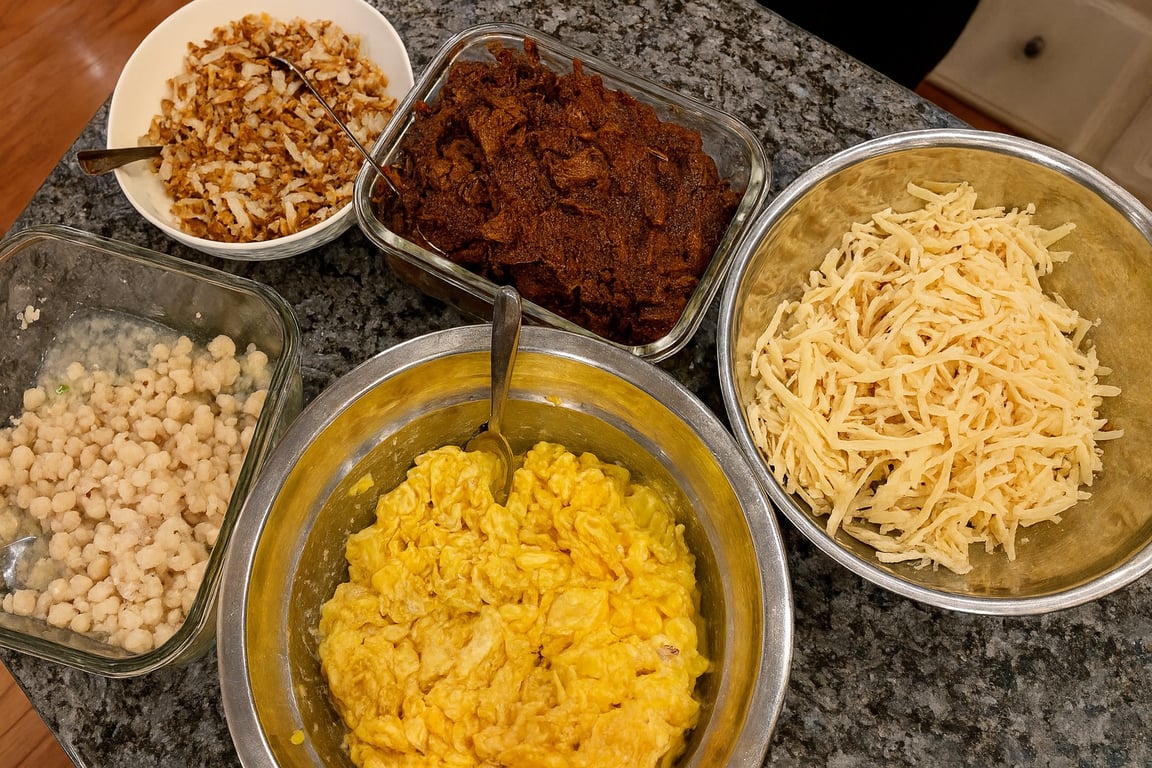 My breakfast burrito mise en place