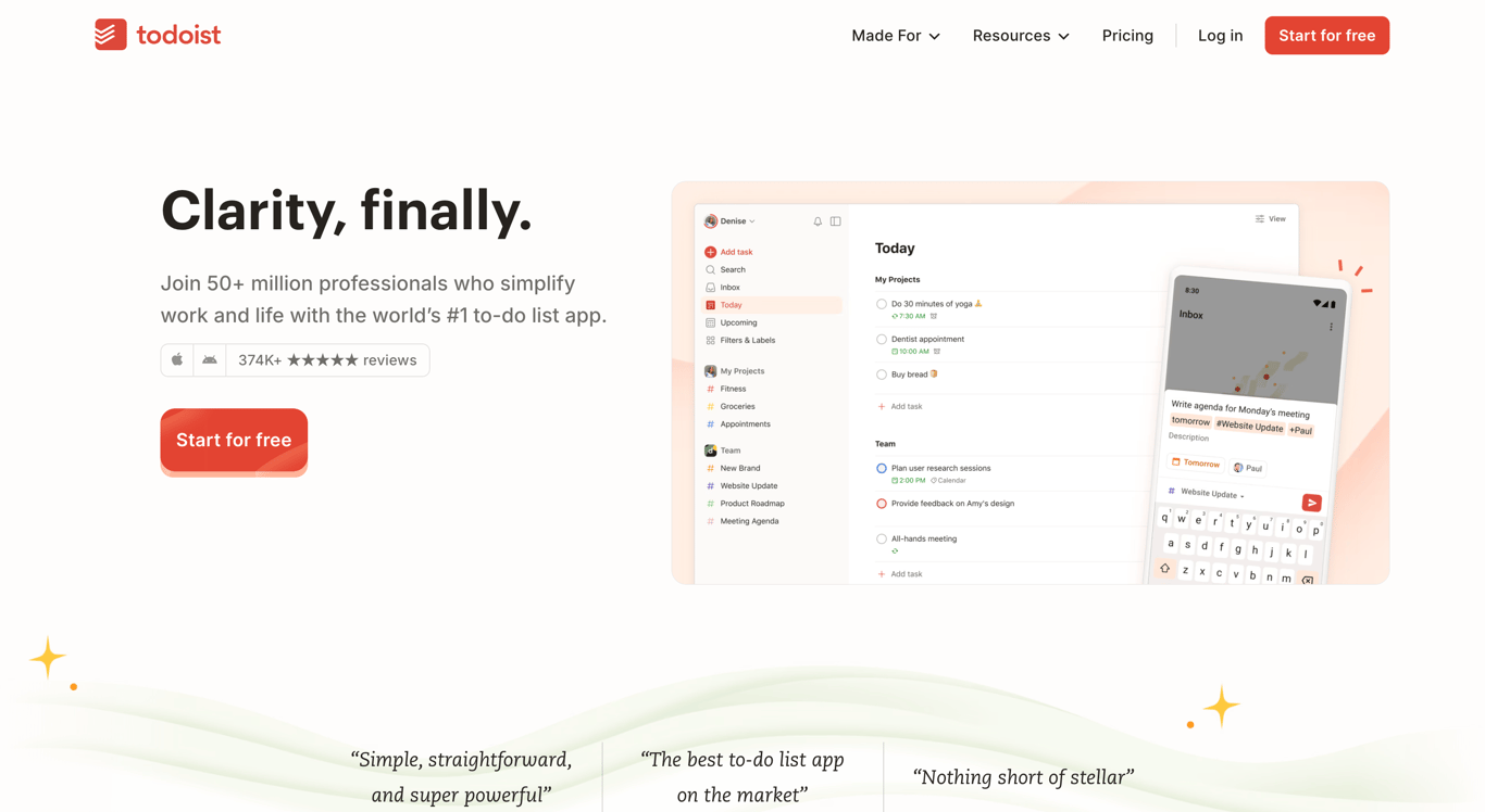 Todoist Home Page