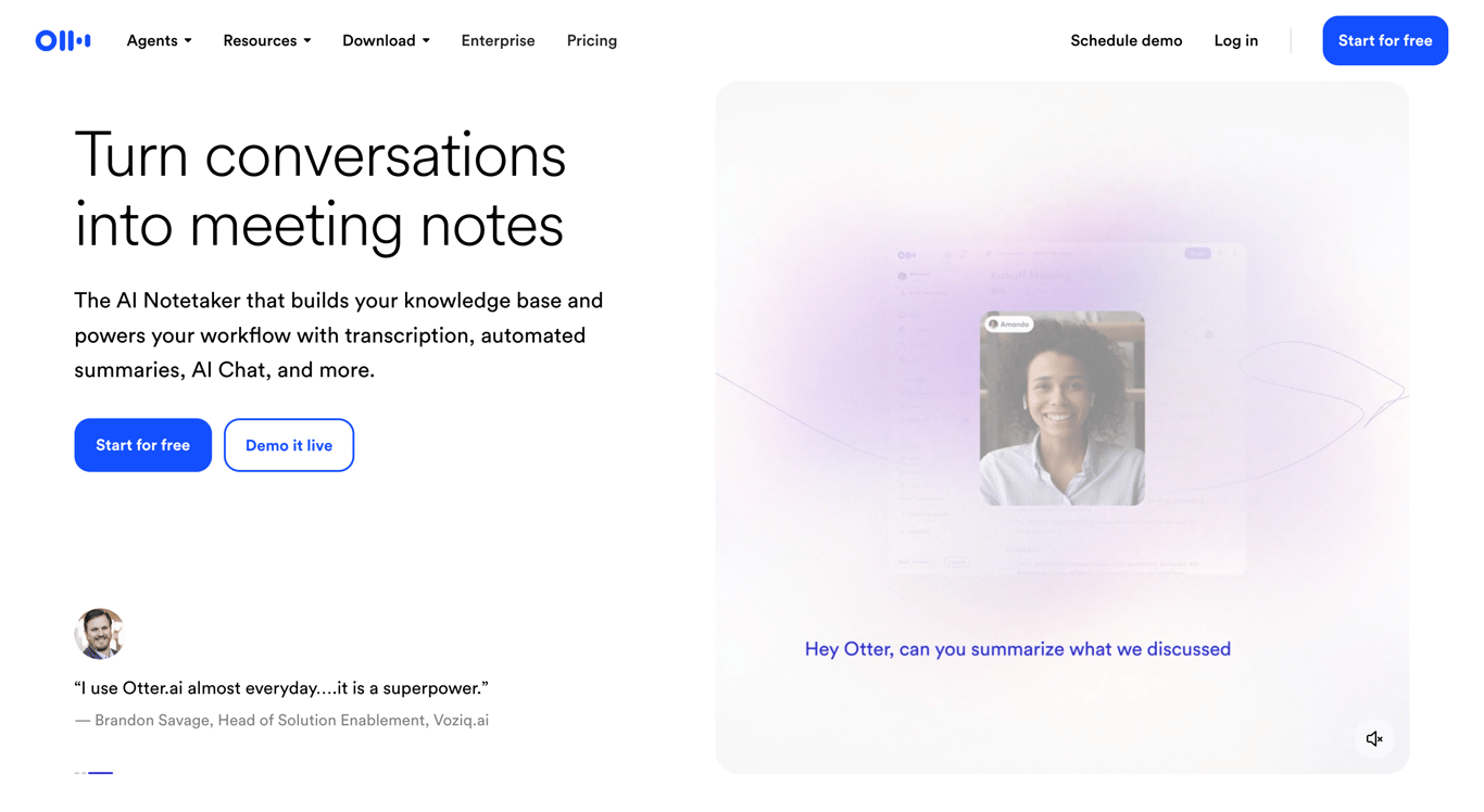 Otter.ai’s home page