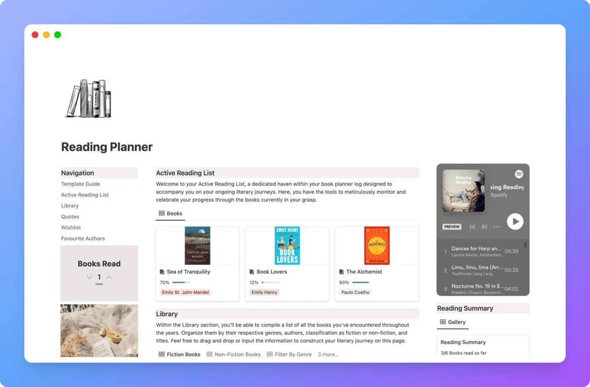 Reading planner by RuffTemplate
