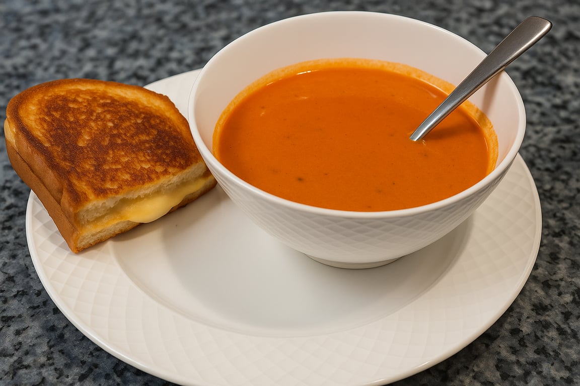 Rainy Day Grilled Cheese and Creamy Tomato Soup