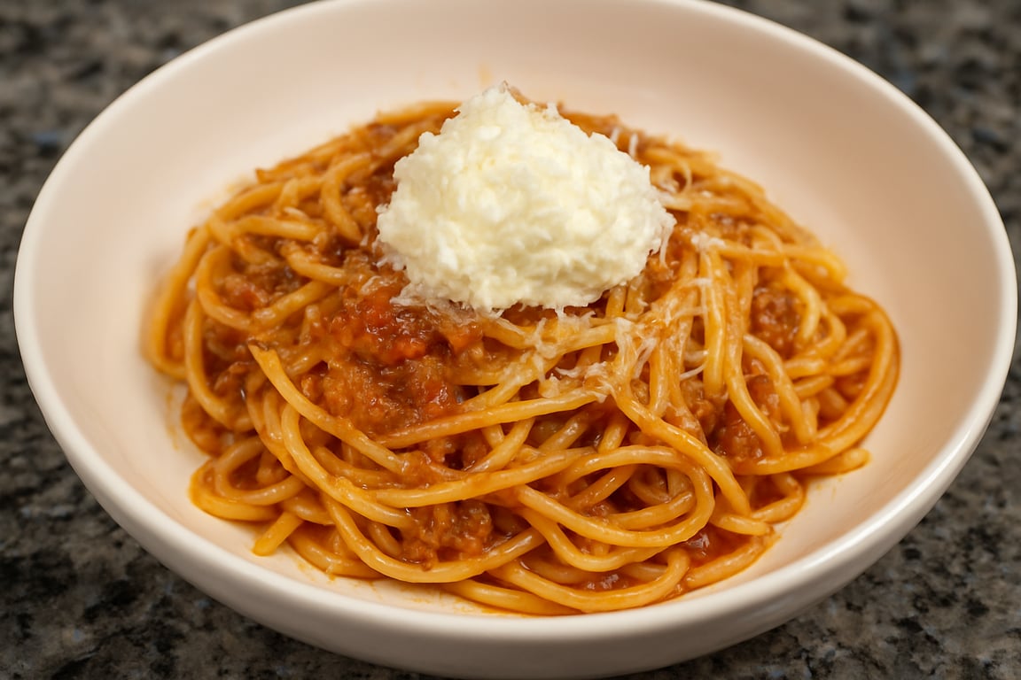 All-Day Tomato Meat Sauce with Spaghetti (Slow-Cooked, Kid-Friendly Comfort Food)