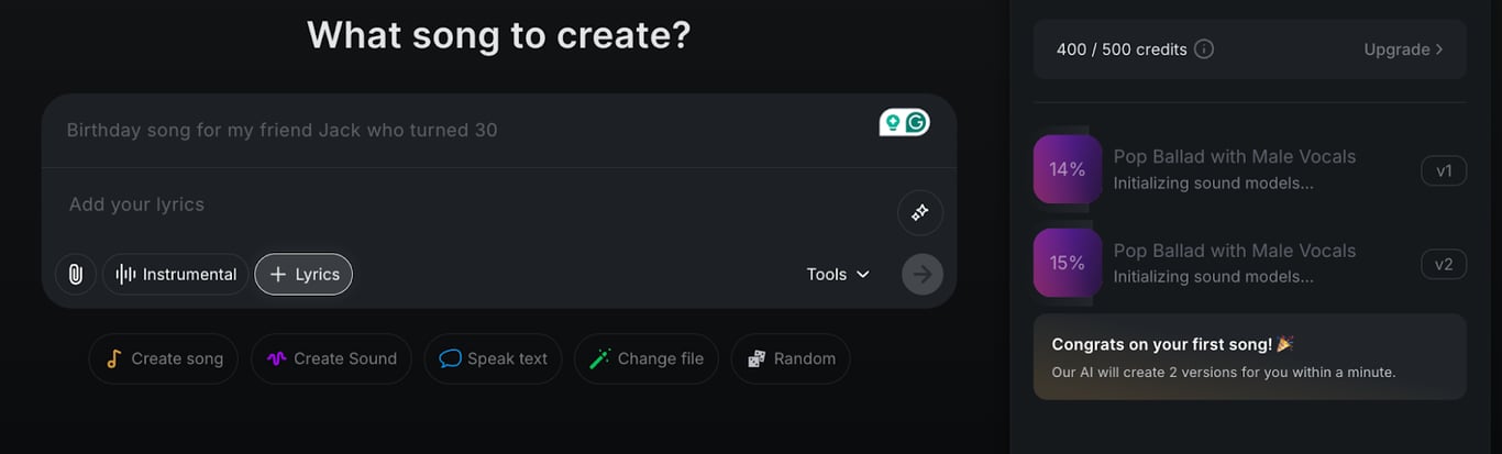 Example of a text-to-music workflow in MusicGPT