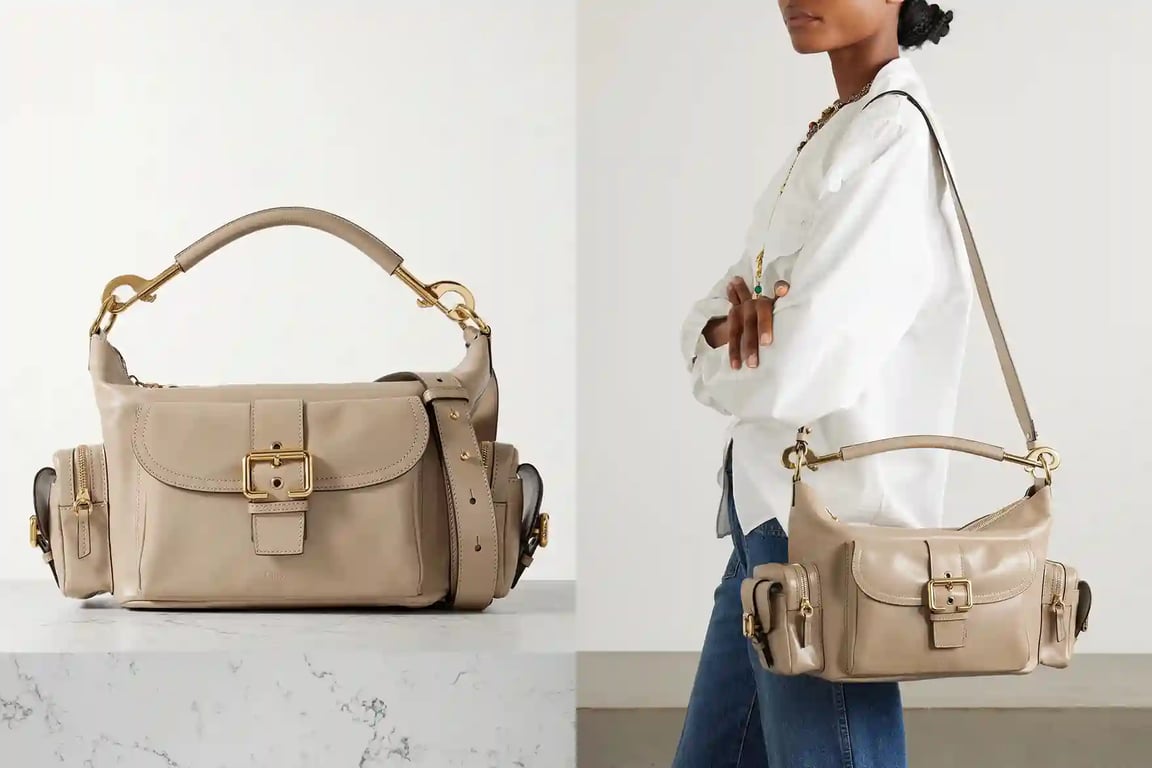 끌로에 카메라 레더 숄더백