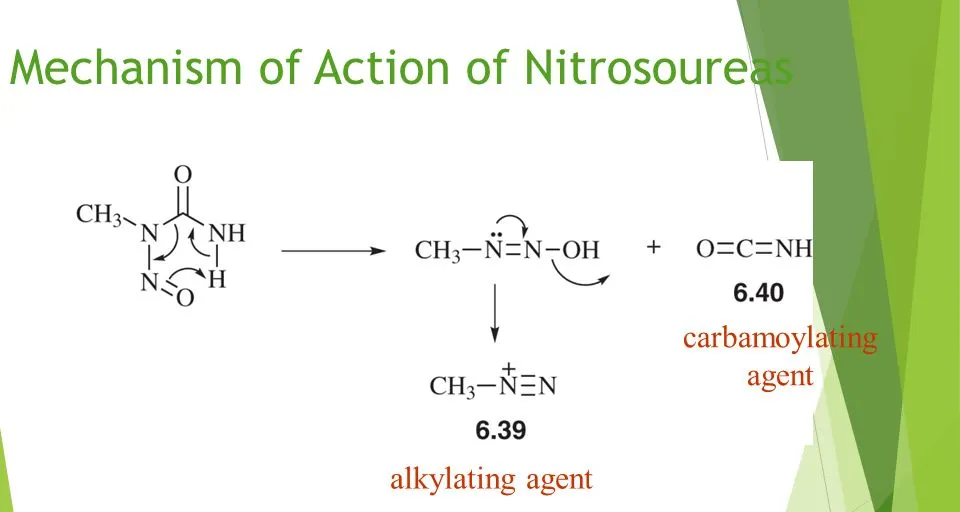 Decomposition of N-methyl-N-nitrosourea