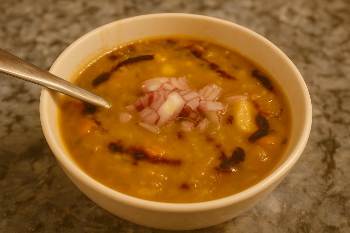 Cozy Split Pea Soup with Bacon, Cabbage & Balsamic — A Cold-Weather Favorite