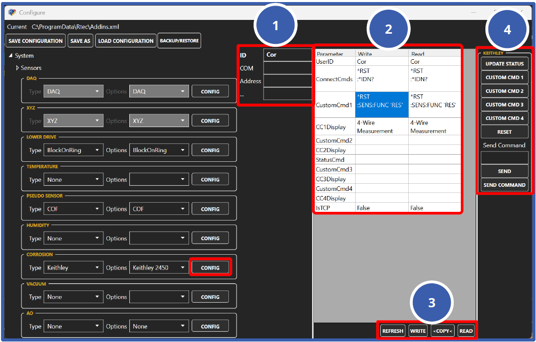 Config window of Advanced ECR