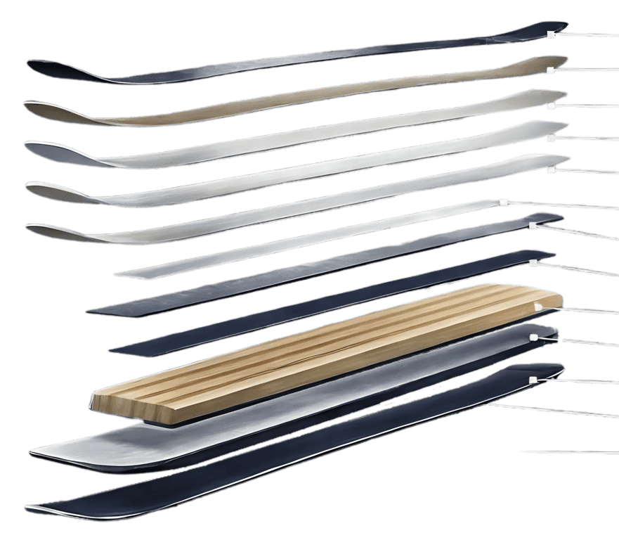  Traditional ski construction with laminated woodcore