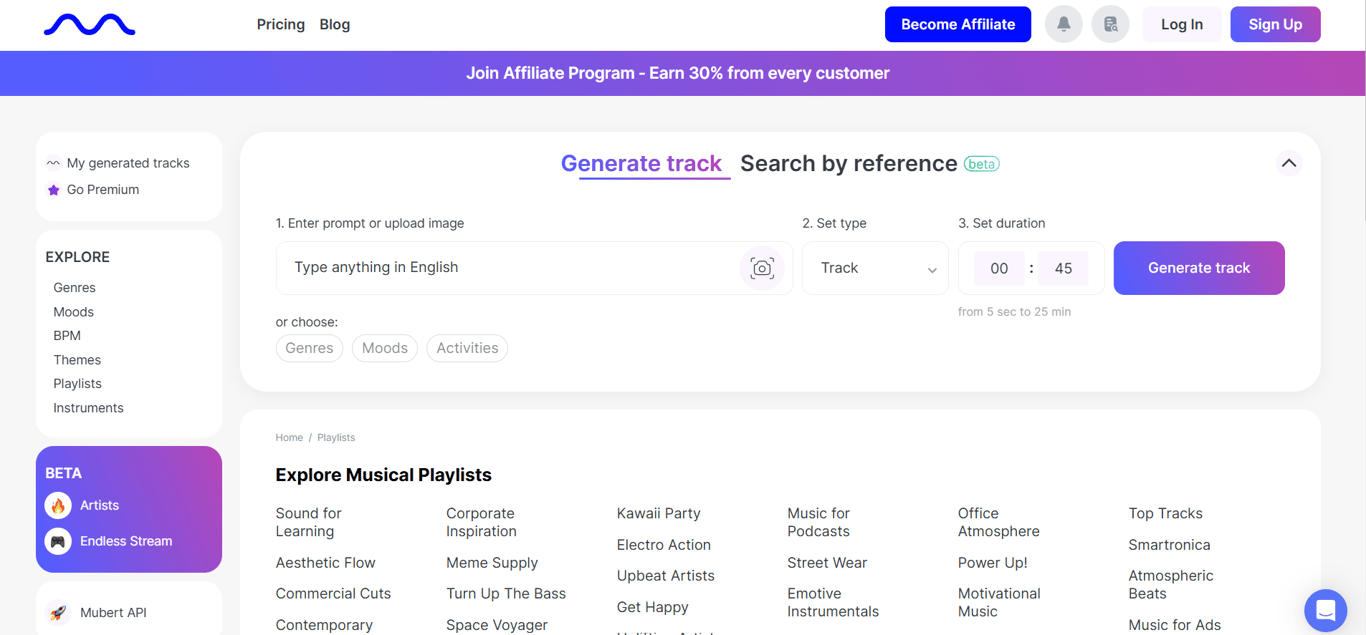 Mubert: Streamable AI Tracks and Curated Playlists in Seconds