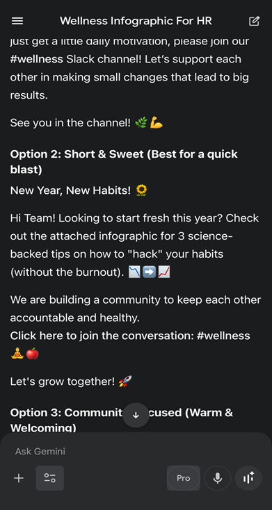 Multiple message options generated in the same conversation