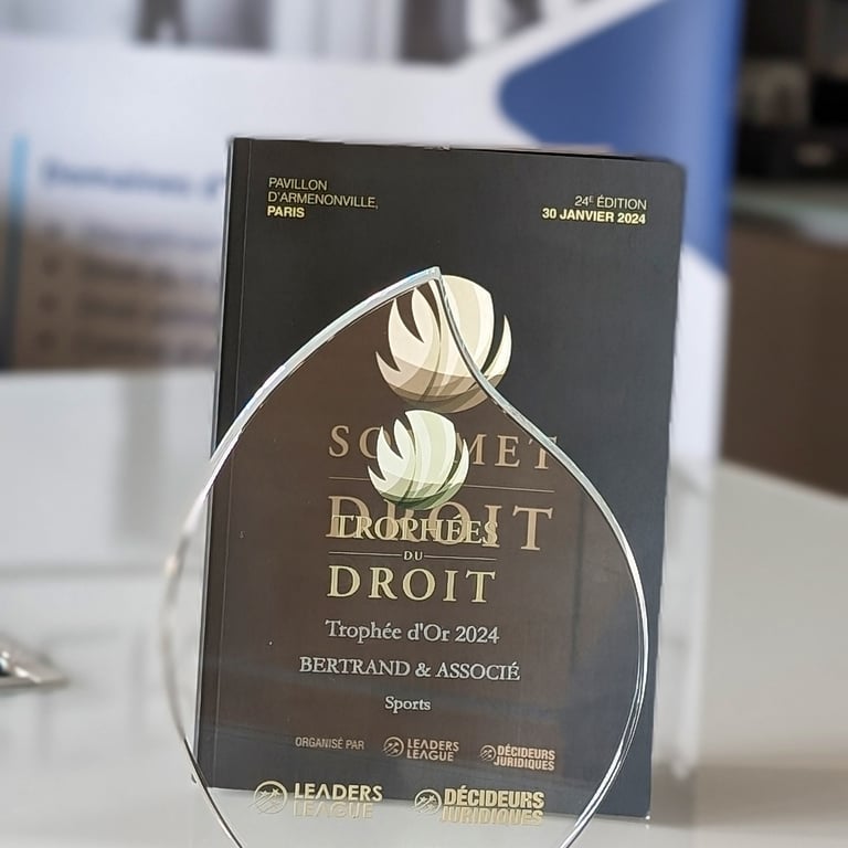 Cabinet Bertrand, remporte le Trophée d’Or du meilleur avocat en droit du sport selon Sommet du Droit