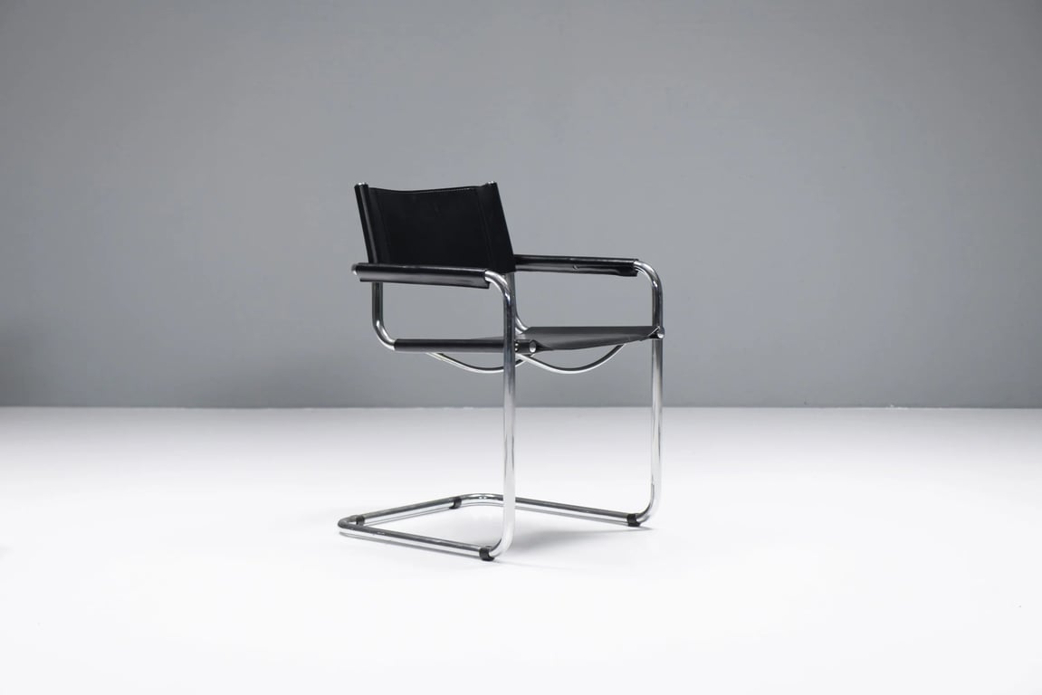 12+Bauhaus+S34+Dining+Office+Chairs+Design+Mart+Stam+Marcel+Breuer+Fasem+Italy+black+leather+1989+aera+lab+aeralab+albrecht+vintage+design+furniture.webp