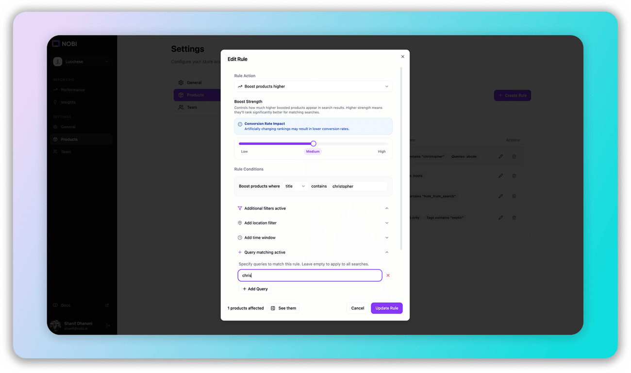 Nobi’s boosting interface