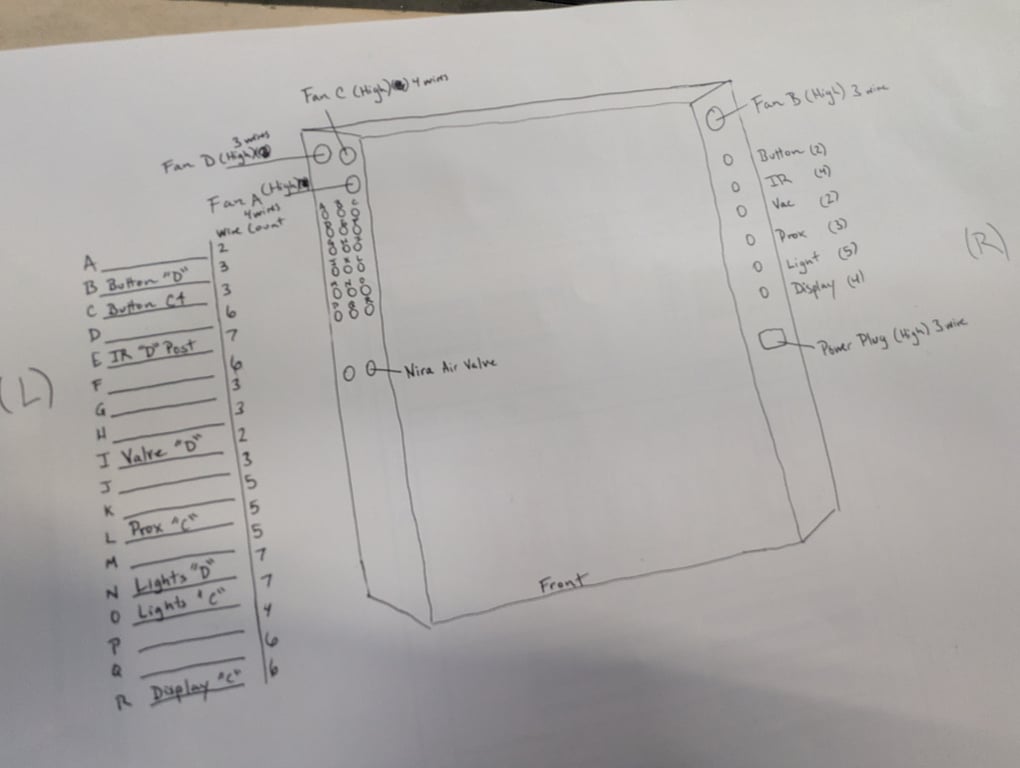 Close-up of a drawing I made for the old control box wiring.
