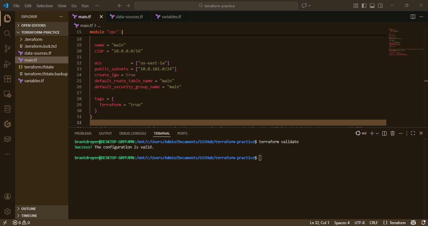 Terraform validate command