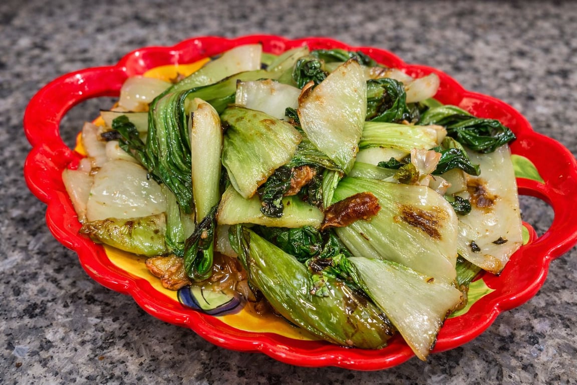 Charred Baby Bok Choy with Ginger & Oyster Sauce