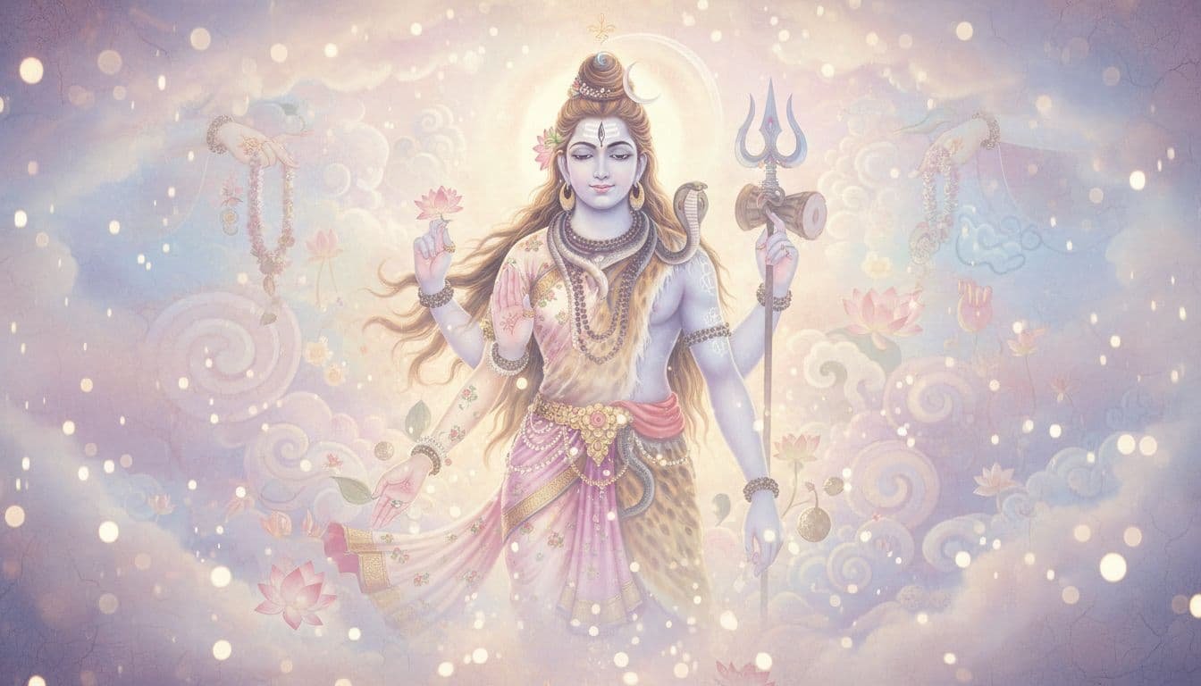 An illustration of Shiva-parvati forming one being, or Ardhanarishwar