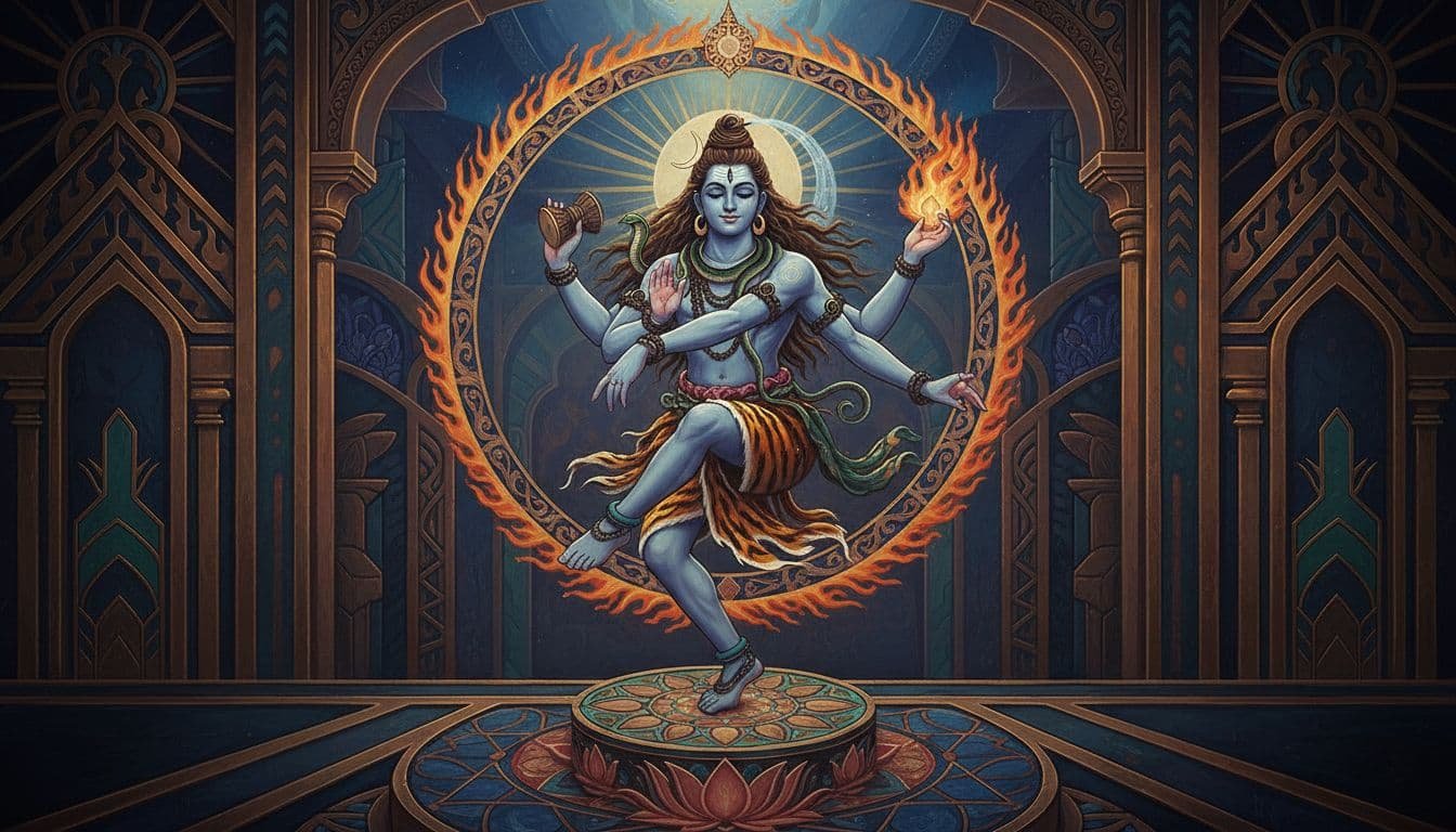 nataraja shiva against an art deco background
