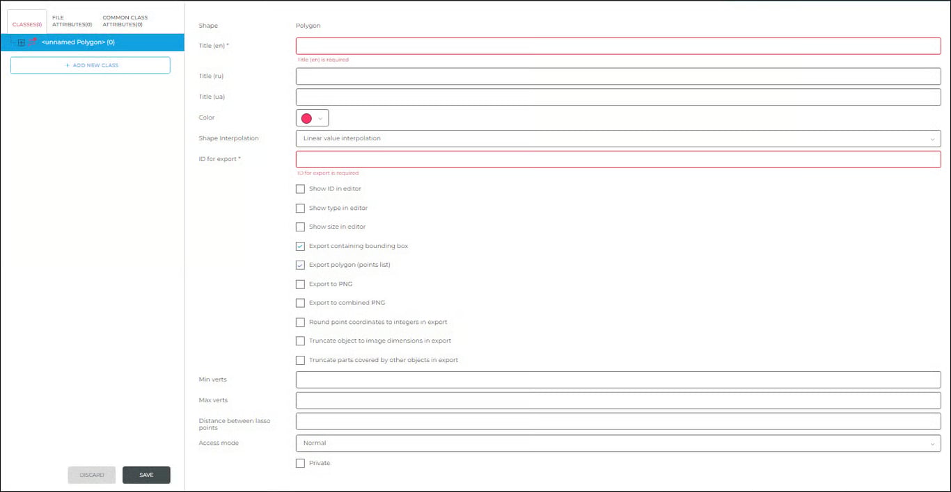 Polygon setting window 