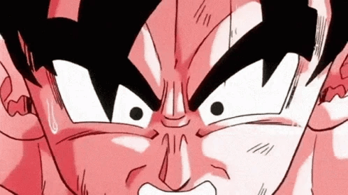 Son Goku (Dragon Ball) se transformando em Super Saiyajin 1.