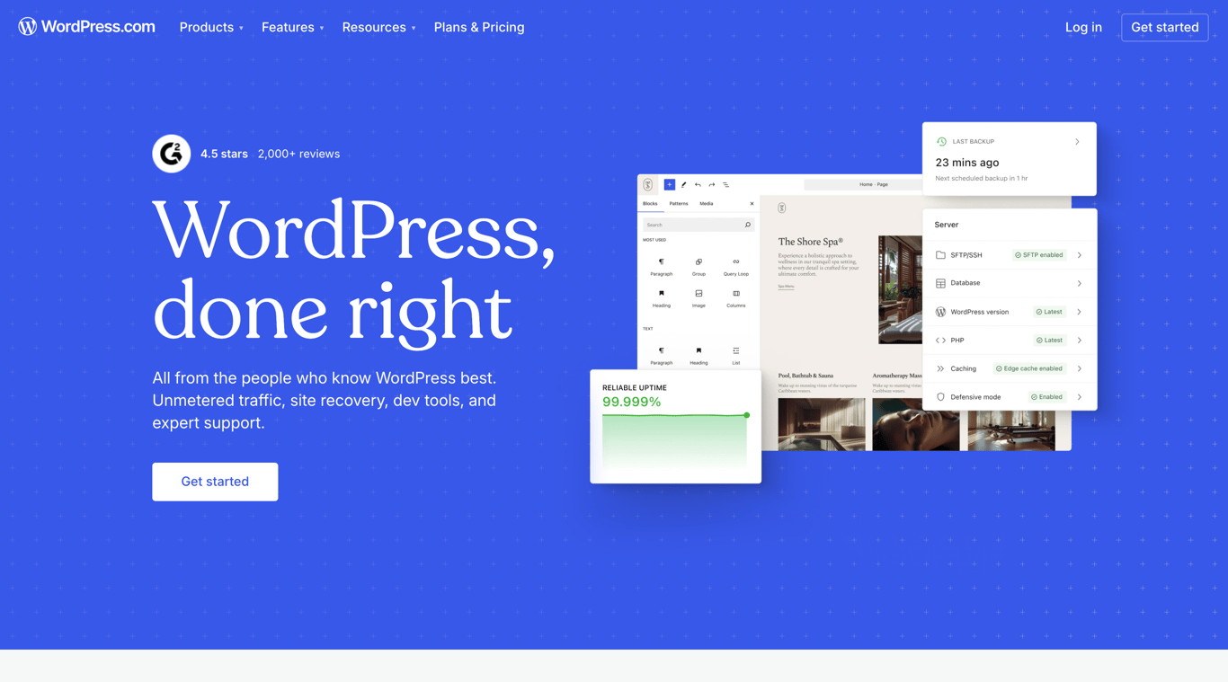 WordPress content management dashboard
