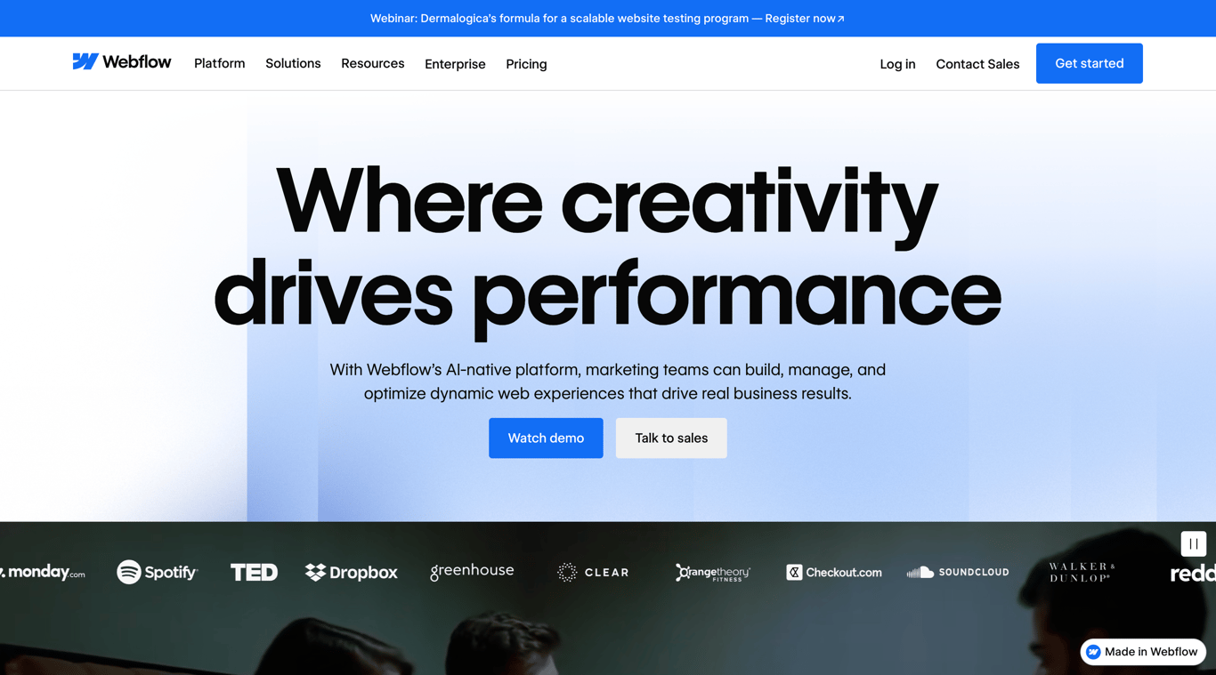 Webflow visual web design editor