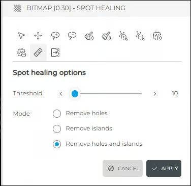 Spot healing tool window