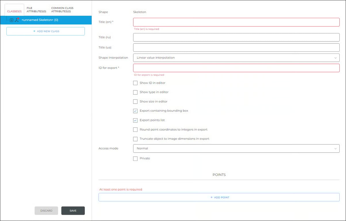 Skeleton setting window
