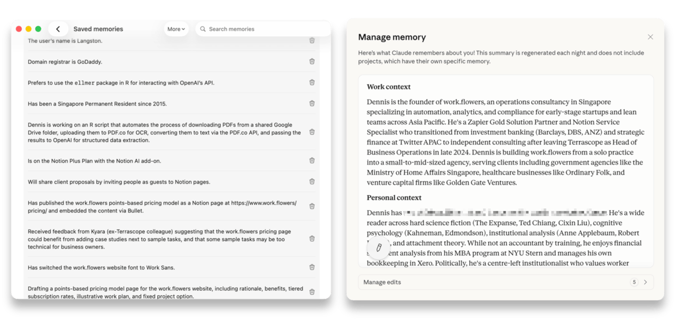 ChatGPT shows you random facts it remembers about you; Claude shows you meaningful context