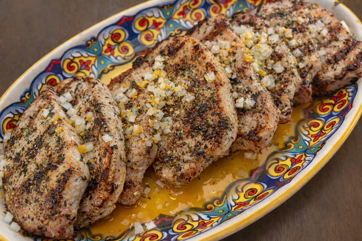 Sweet and Herby Grilled Pork Loin Chops with Fresh Orange Finish