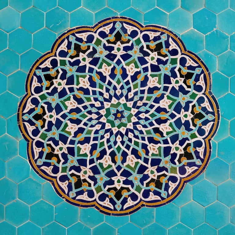 Detailed tile cutting in a bath house in Iran